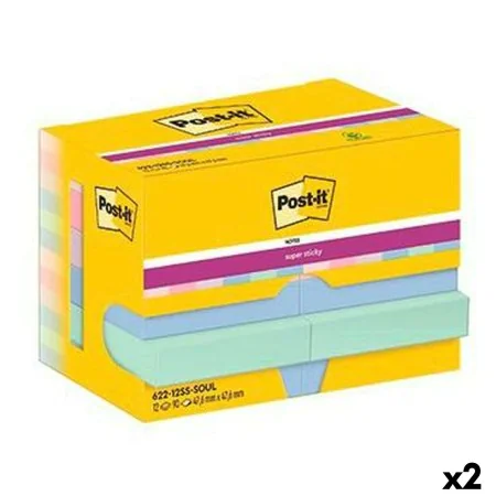 Sticky Notes Post-it Super Sticky Multicolour 12 Pieces 47,6 x 47,6 mm (2 Units) by Post-it, Self-Stick Notes - Ref: S8426196...