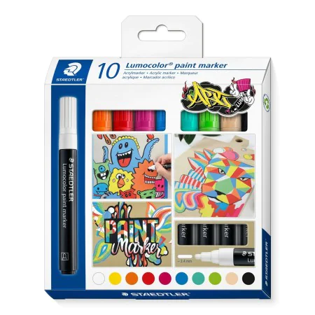 Set di Pennarelli Staedtler Lumocolor 349 10 Pezzi Multicolore di Staedtler, Pennarelli indelebili e marcatori - Rif: S842638...