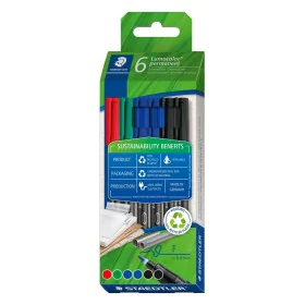 Set of Felt Tip Pens Staedtler Lumocolor Permanent 6 Pieces Multicolour 0,6 mm by Staedtler, Permanent Markers & Marker Pens ...