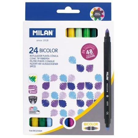 Set of Felt Tip Pens Milan Bicoloured 24 Pieces Multicolour by Milan, Fineliners - Ref: S8427014, Price: 9,58 €, Discount: %