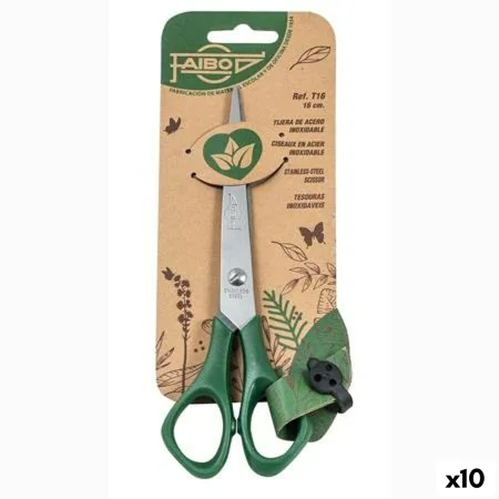 Scissors Faibo Green Stainless steel 16 cm Plastic (10 Units) by Faibo, Self-Opening Scissors - Ref: S8427443, Price: 9,29 €,...