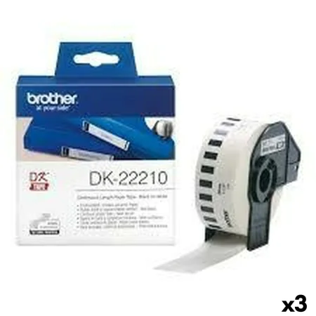 Continuous Paper for Printers Brother DK-22210 White 29 mm x 30,48 m Black Black/White (3 Units) by Brother, Printing paper -...