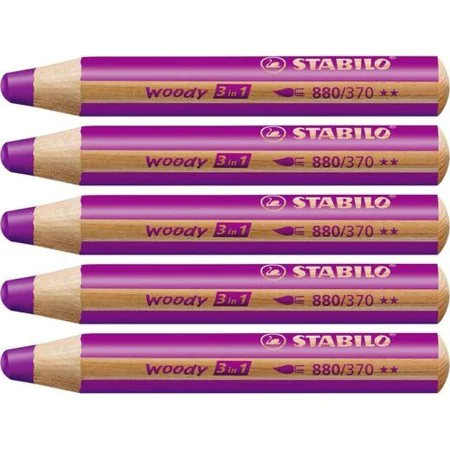 Lápices de colores Stabilo Woody Lila 3 en 1 (5 Unidades) de Stabilo, Materiales de dibujo - Ref: S8427709, Precio: 9,11 €, D...