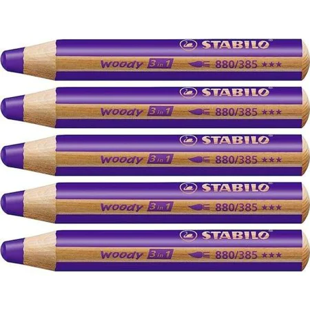 Colouring pencils Stabilo Woody Violet 3-in-1 (5 Units) by Stabilo, Drawing materials - Ref: S8427710, Price: 8,20 €, Discoun...