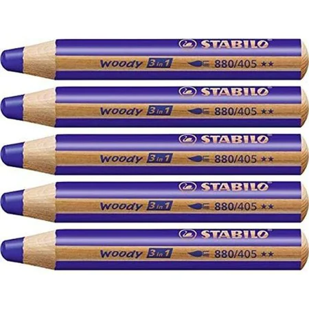 Colouring pencils Stabilo Woody Navy Blue 3-in-1 (5 Units) by Stabilo, Drawing materials - Ref: S8427711, Price: 9,11 €, Disc...