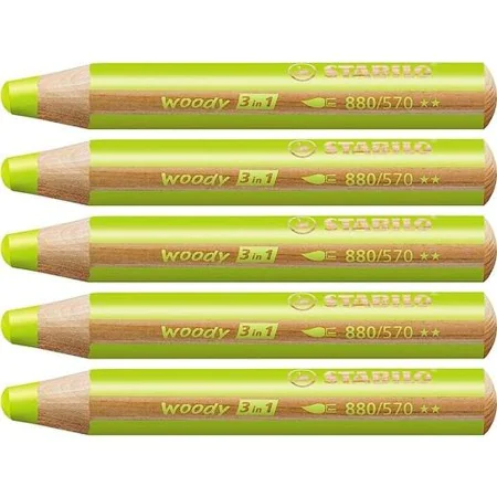 Lápices de colores Stabilo Woody Verde 3 en 1 (5 Unidades) de Stabilo, Materiales de dibujo - Ref: S8427716, Precio: 9,11 €, ...