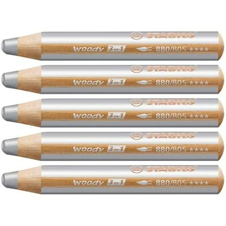 Lápis de cores Stabilo Woody Prateado 3 em 1 (5 Unidades) de Stabilo, Materiais de desenho - Ref: S8427719, Preço: 9,11 €, De...