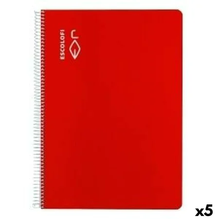 Cahier ESCOLOFI Din A4 50 Volets 8 mm Rouge (5 Unités) de ESCOLOFI, Cahiers à spirales - Réf : S8428330, Prix : 22,13 €, Remi...