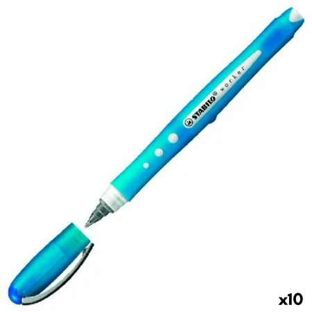 stylo à encre liquide Stabilo Roller Worker Bleu 0,5 mm (10 Unités) de Stabilo, Stylos à bille à encre liquide - Réf : S84284...