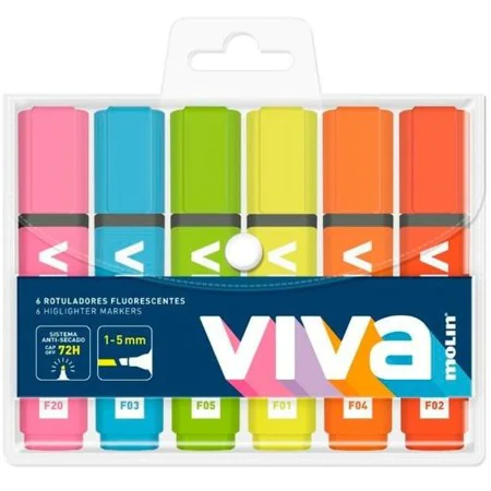 Conjunto de Marcadores Fluorescentes Molin VIVA Multicolor 6 Peças de Molin, Canetas de feltro - Ref: S8430021, Preço: 4,63 €...