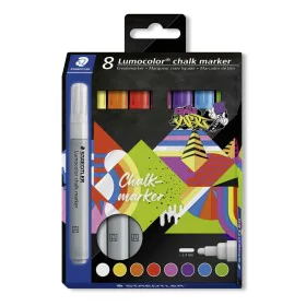 Pennarelli a gesso liquido Staedtler Lumocolor 344 8 Pezzi di Staedtler, Marcatori cancellabili a secco e liquidi - Rif: S843...