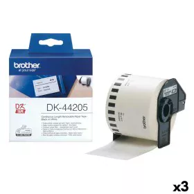 Printer Labels Brother DK-44205 62 mm x 30,48 m Black/White (3 Units) by Brother, Adhesive labels and stickers - Ref: S843115...