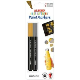 Conjunto de Canetas de Feltro Alpino Color Experience Dourado Prateado 2 Peças de Alpino, Marcadores de ponta fina - Ref: S84...