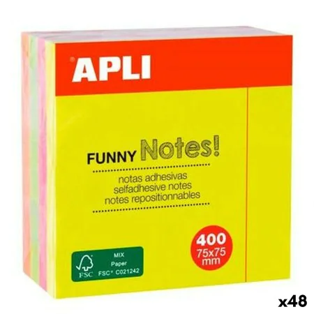 Notes Adhésives Apli Funny Multicouleur 75 x 75 mm (48 Unités) de Apli, Feuillets autocollants - Réf : S8433886, Prix : 116,4...