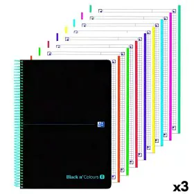 Set of exercise books Oxford Black n Colours Black Turquoise A4+ 160 Sheets (3 Units) by Oxford, Wirebound Notebooks - Ref: S...