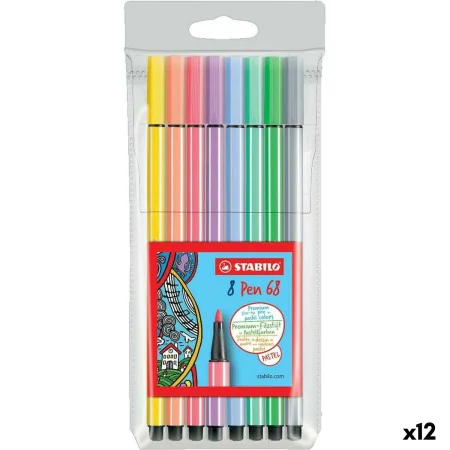 Set of Felt Tip Pens Stabilo Pen 68 Multicolour 8 Pieces 12 Units by Stabilo, Fineliners - Ref: S8434528, Price: 54,20 €, Dis...