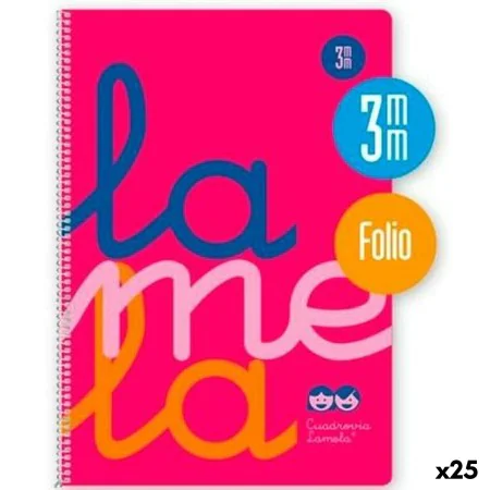 Cuaderno Lamela Cuadrovía Rosa Fluorescente Din A4 80 Hojas 21,5 x 31,5 cm 5 Piezas (25 Unidades) de Lamela, Cuadernos de ani...