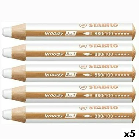 Colouring pencils Stabilo Woody White 3-in-1 5 Pieces (5 Units) by Stabilo, Drawing materials - Ref: S8436699, Price: 33,38 €...