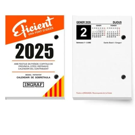 Calendrier de bureau Ingraf 8,2 x 11,6 cm 2025 Catalan de Ingraf, Calendriers de bureau - Réf : S8436815, Prix : 5,45 €, Remi...