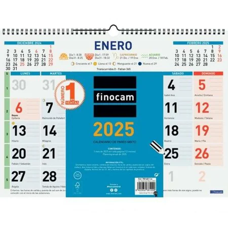 calendrier mural Finocam Multicouleur Papier 2025 43 x 31 cm de Finocam, Calendriers muraux - Réf : S8437008, Prix : 7,48 €, ...