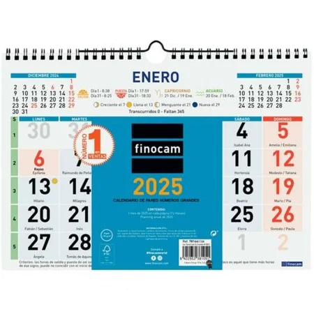 Calendário de parede Finocam Multicolor Papel 2025 30 x 21 cm de Finocam, Calendários de parede - Ref: S8437010, Preço: 6,49 ...