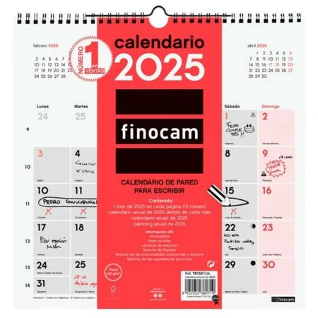 Calendario de pared Finocam Papel 2025 30 x 30 cm de Finocam, Calendarios de pared - Ref: S8437012, Precio: 6,91 €, Descuento: %