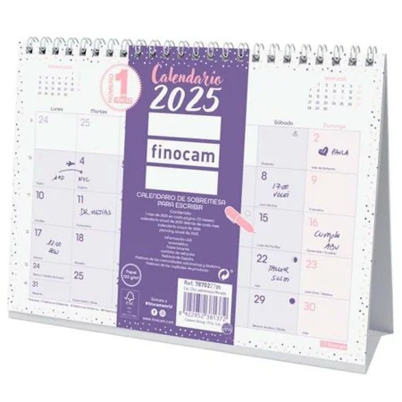 Calendario de Sobremesa Finocam CHIC Morado Papel 21 x 15 cm 2025 de Finocam, Calendarios de escritorio - Ref: S8437026, Prec...