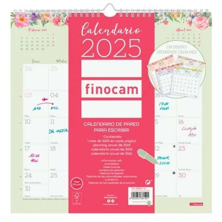 Calendario de pared Finocam Multicolor Papel 2025 30 x 30 cm de Finocam, Calendarios de pared - Ref: S8437032, Precio: 7,41 €...