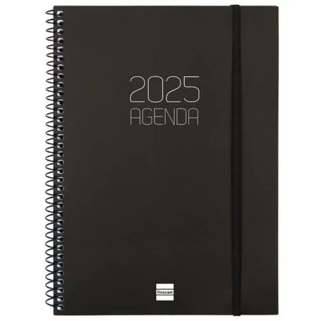 Diary Finocam OPAQUE Black A5 15,5 x 21,2 cm 2025 by Finocam, Appointment Books & Planners - Ref: S8437423, Price: 9,23 €, Di...