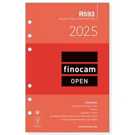 Recharge pour agenda Finocam OPEN R593 500 2025 11,7 x 18,1 cm de Finocam, Recharges pour agendas & planificateurs - Réf : S8...