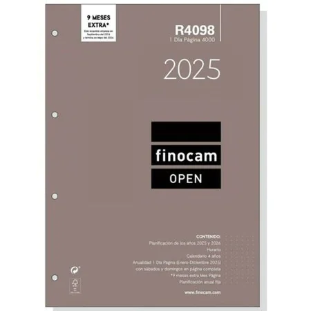 Ricarica dell'Agenda Finocam OPEN R4098 4000 A4 2025 21 x 29,7 cm di Finocam, Ricambi per agende - Rif: S8437493, Prezzo: 26,...