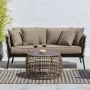 Tavolino da Caffè Ariki Tavolo Acciaio Rattan Vetro Temperato rattan sintetico 73 x 61 x 46 cm di BigBuy Home, Tavolini da ca...