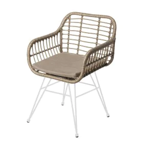 Garden chair Ariki 57 x 62 x 80 cm synthetic rattan Steel White by BigBuy Home, Garden Dining Chairs - Ref: S8700354, Price: ...