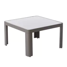 Mesa auxiliar Stella Gris Aluminio Cristal Templado 70 x 70 x 40 cm de BigBuy Garden, Mesas auxiliares - Ref: S8700672, Preci...