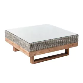 Mesa de Centro Patsy Gris Madera Cristal Templado 80 x 80 x 35 cm de BigBuy Garden, Mesas auxiliares - Ref: S8700681, Precio:...