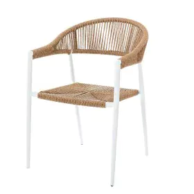 Tuinstoel Neska Branco Alumínio Rotim sintético 56 x 59,5 x 81 cm de BigBuy Home, Cadeiras para mesa de jardim - Ref: S870075...