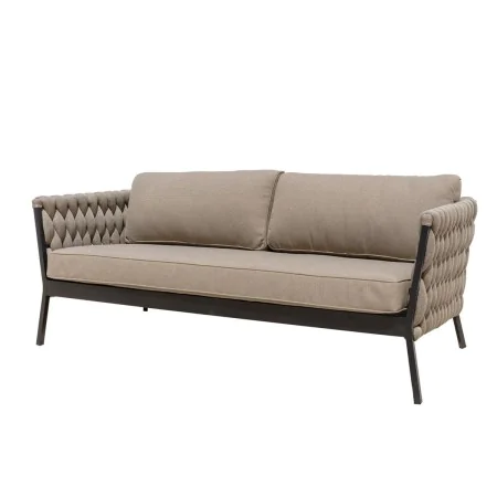 Canapé de jardin Rebecca Noir Marron Clair Aluminium 206 x 83 x 74 cm de BigBuy Home, Canapés - Réf : S8700786, Prix : 2,00 €...