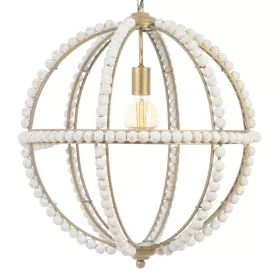 Lampadario 54 x 54 x 54 cm Metallo Legno Bianco di BigBuy Home, Lampade a sospensione - Rif: S8801003, Prezzo: 181,33 €, Scon...