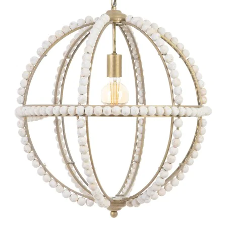 Candeeiro de teto 54 x 54 x 54 cm Metal Madeira Branco de BigBuy Home, Iluminação suspensa - Ref: S8801003, Preço: 171,71 €, ...