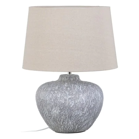 Lampe de bureau Gris Lin Céramique 40 W 220 V 240 V 220-240 V 40 x 40 x 55 cm de BigBuy Home, Lampes de chevet - Réf : S88023...