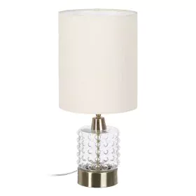 Lampe de bureau Blanc Doré Coton Métal Verre Laiton Fer 40 W 220 V 240 V 220-240 V 23 x 23 x 51 cm de BigBuy Home, Lampes de ...