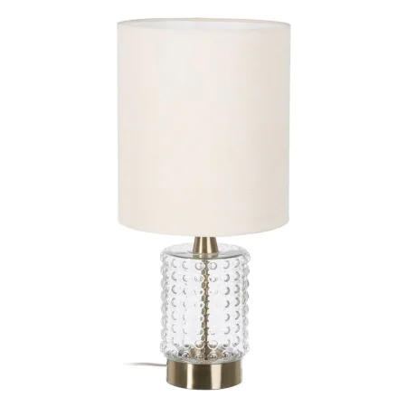 Lampada da tavolo Bianco Dorato Cotone Metallo Cristallo Ottone Ferro 40 W 220 V 240 V 220-240 V 16 x 16 x 36 cm di BigBuy Ho...