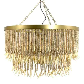 Ceiling Light 80 x 80 x 42 cm Natural Metal Wood by BigBuy Home, Pendant Lights - Ref: S8803092, Price: 424,44 €, Discount: %