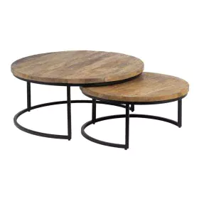 Jeu de 2 tables Fer Bois de manguier 90 x 90 x 40 cm de BigBuy Home, Tables - Réf : S8803317, Prix : 387,37 €, Remise : %