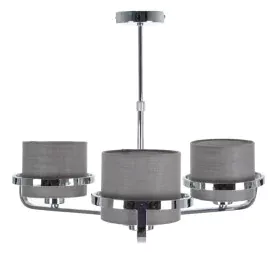 Lampadario Grigio Argentato Lino Metallo Ferro 220-240 V 52 x 50 x 44,5 cm di BigBuy Home, Lampade a sospensione - Rif: S8803...